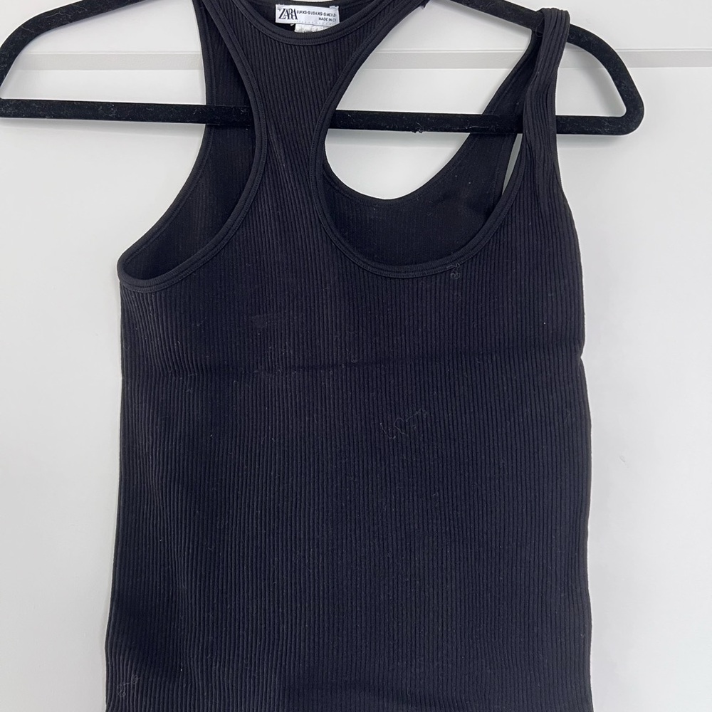 Zara Classic Black Ribbed Tank Top